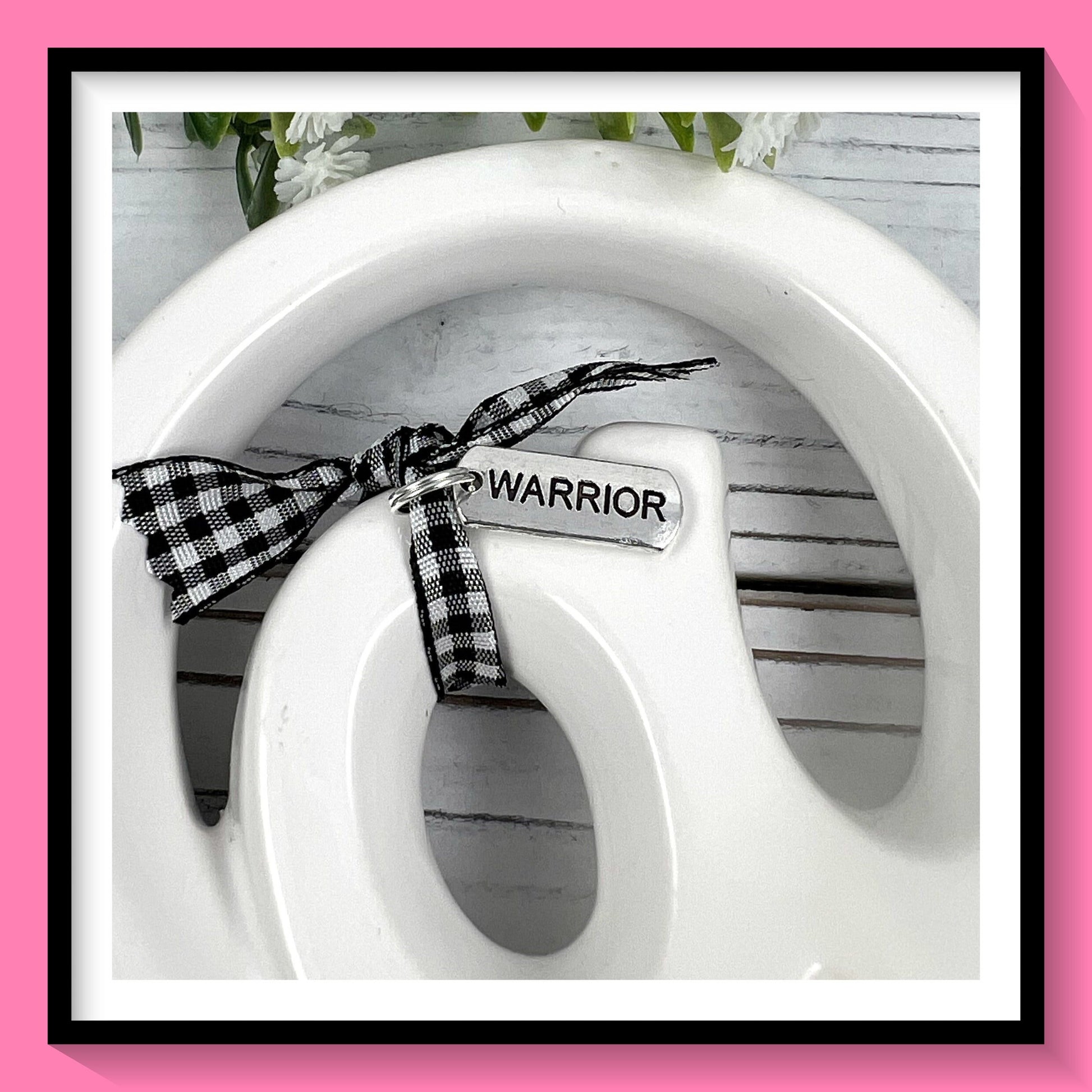 Cancer Warrior Embroidered Keychain Key Fob Tassel Charm