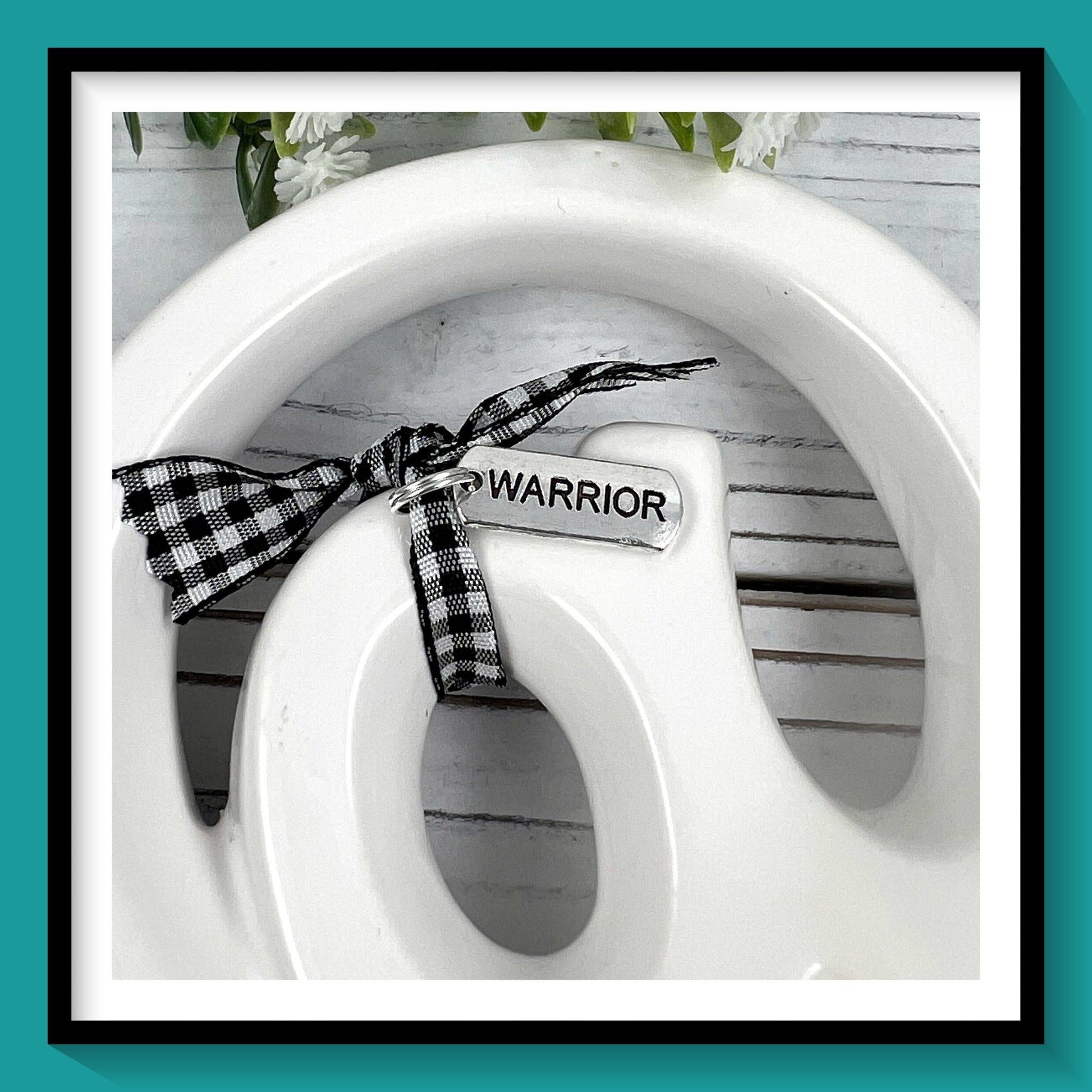 Cancer Warrior Embroidered Keychain Key Fob Tassel Charm