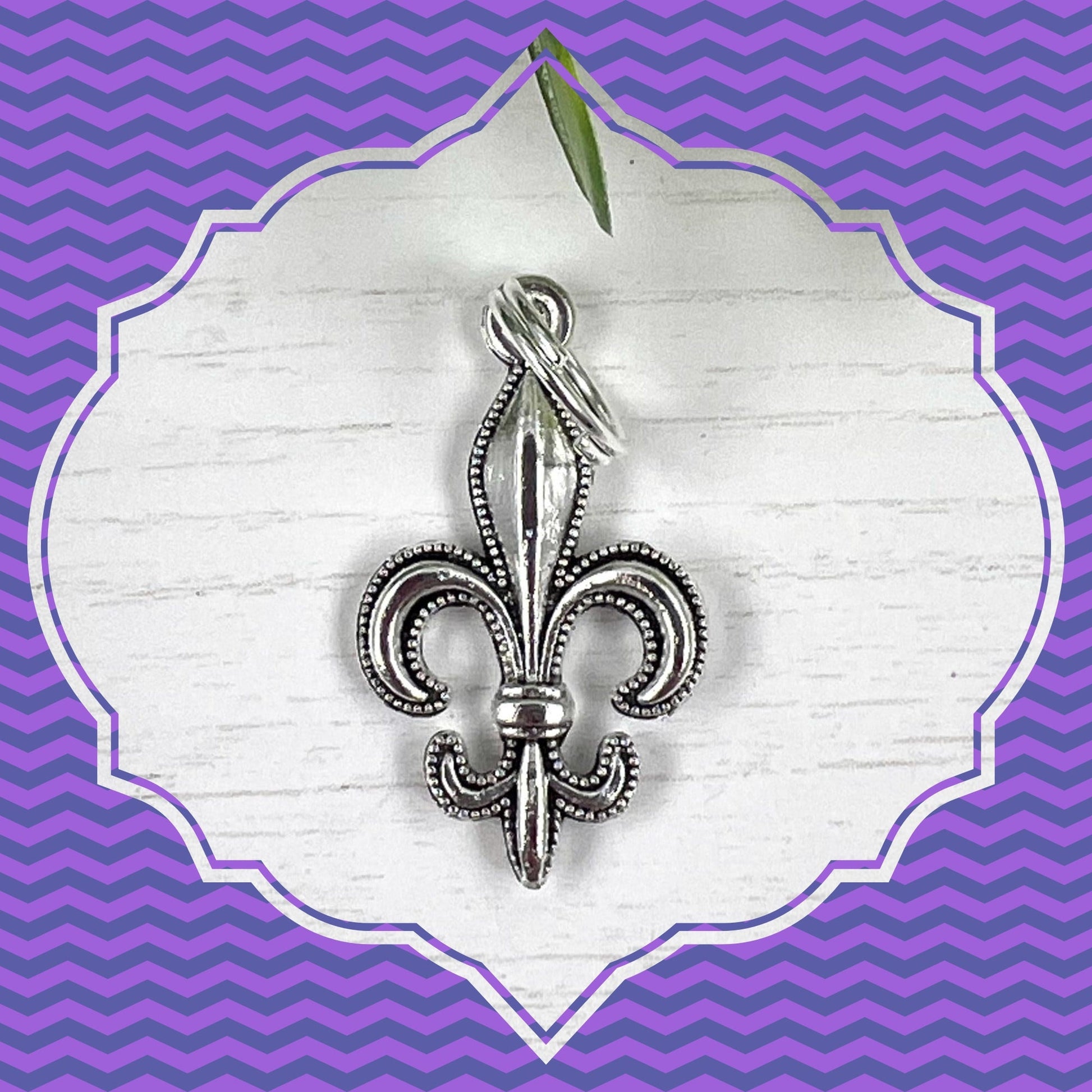 Fleur De Lis Keychain, Fleur De Lis Gifts, Initial Keychain, Purple Keychain, Personalized Keychain, Luggage Tag, Embroidered Keychain