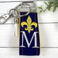 Fleur De Lis Keychain, Fleur De Lis Gifts, Initial Keychain, Purple Keychain, Personalized Keychain, Luggage Tag, Embroidered Keychain