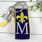 Fleur De Lis Keychain, Fleur De Lis Gifts, Initial Keychain, Purple Keychain, Personalized Keychain, Luggage Tag, Embroidered Keychain
