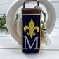 Fleur De Lis Keychain, Fleur De Lis Gifts, Initial Keychain, Purple Keychain, Personalized Keychain, Luggage Tag, Embroidered Keychain