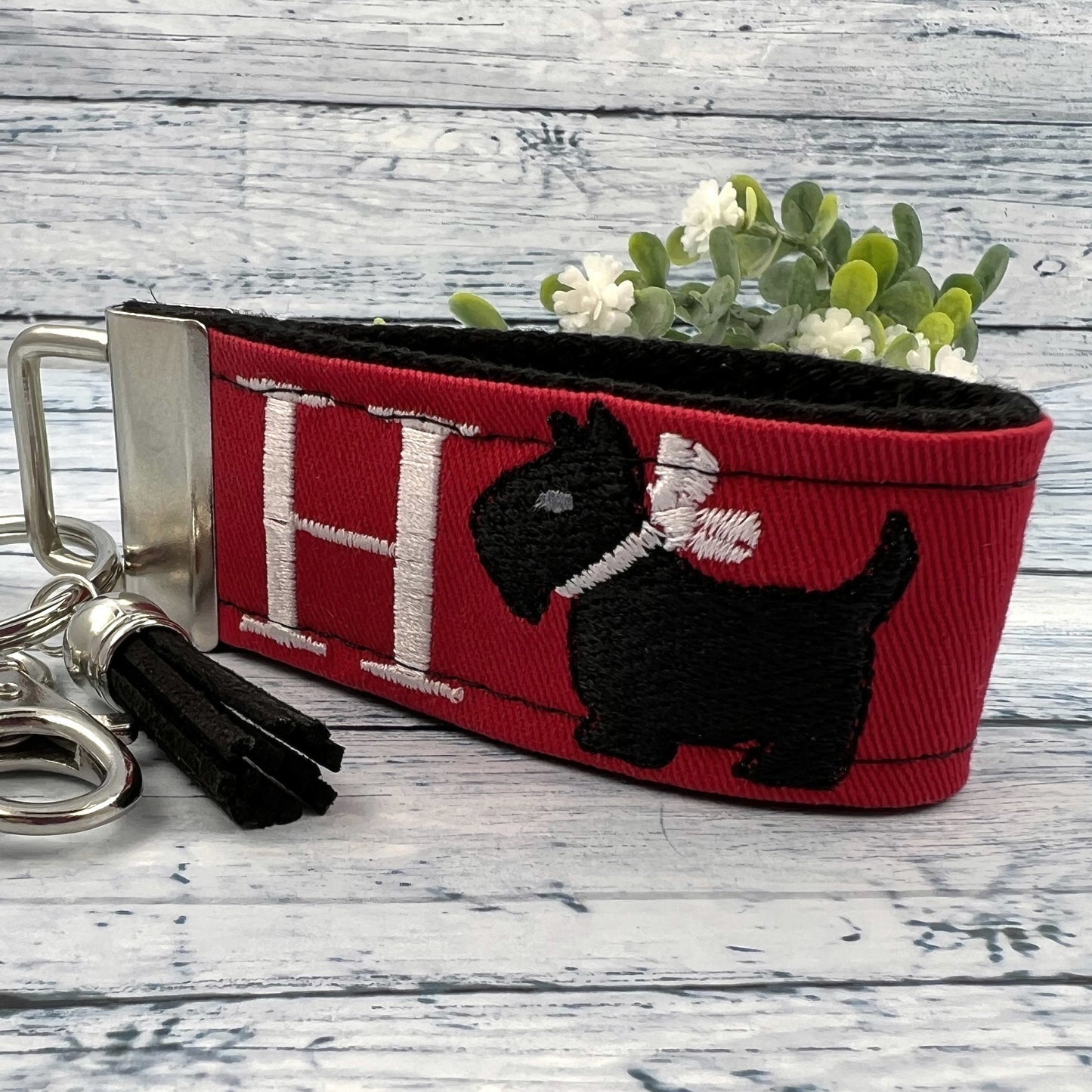 Handmade Scottish Terrier Keychain, Scottie Dog, Scottie Dog Gifts, Scottish Terrier Gifts, Life is Better with a Dog, Initial Keychain