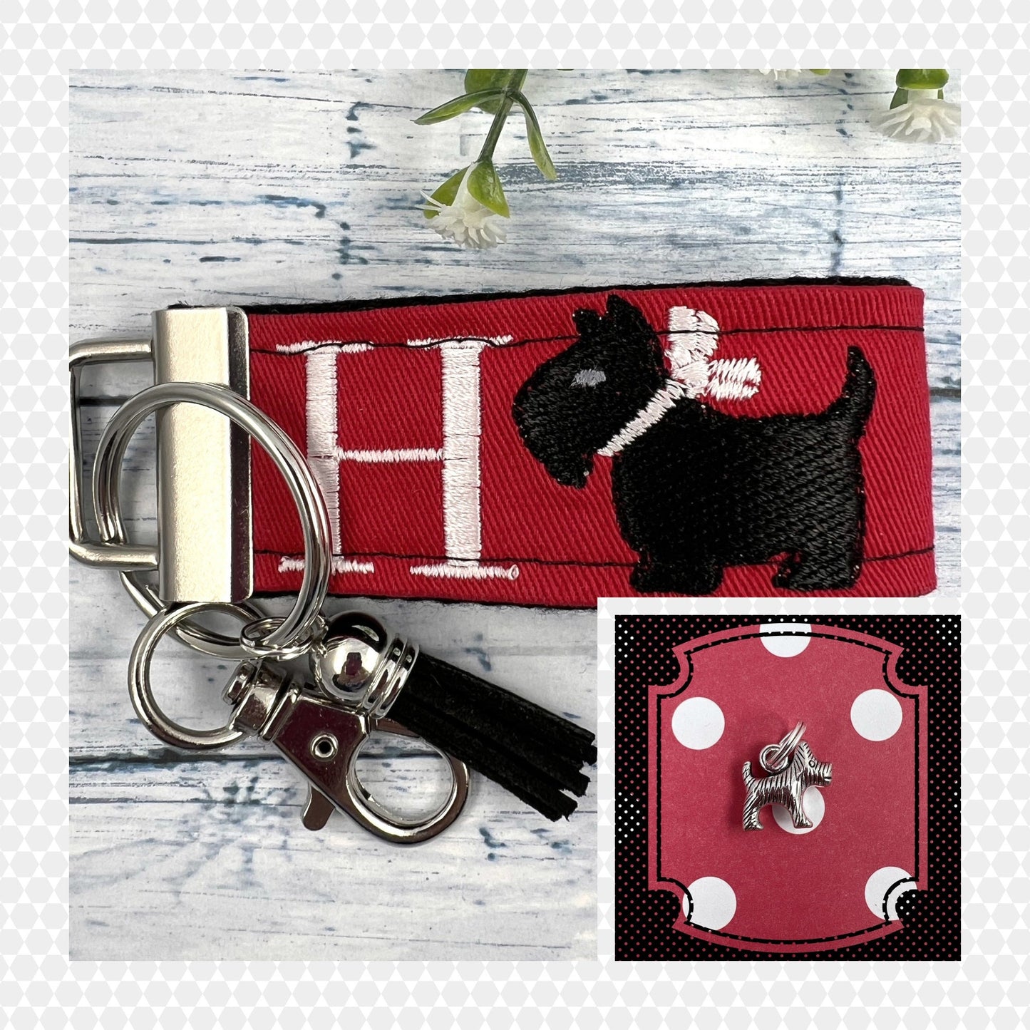 Handmade Scottish Terrier Keychain, Scottie Dog, Scottie Dog Gifts, Scottish Terrier Gifts, Life is Better with a Dog, Initial Keychain