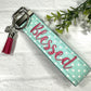 Blessed Embroidered Keychain Key Fob Tassel Charm