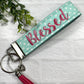 Blessed Embroidered Keychain Key Fob Tassel Charm