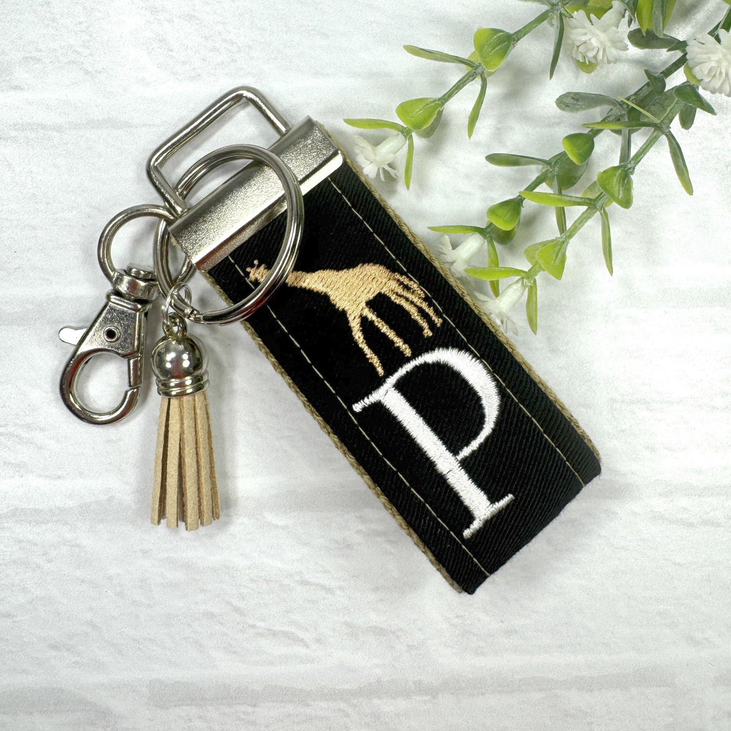 Giraffe Keychain, Giraffe Gift, Safari Animals, Embroidered Keychain, New Driver Keychain, Embroidered Letter Keychain, Backpack Keychain