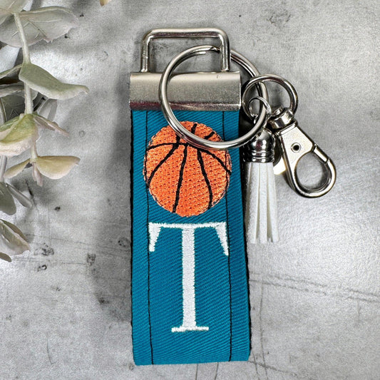 Basketball Keychain, Basketball Mom, Basketball Gifts, Basketball Coach gift, Initial Keychain, Male Teacher Gifts, Basketball team Gifts