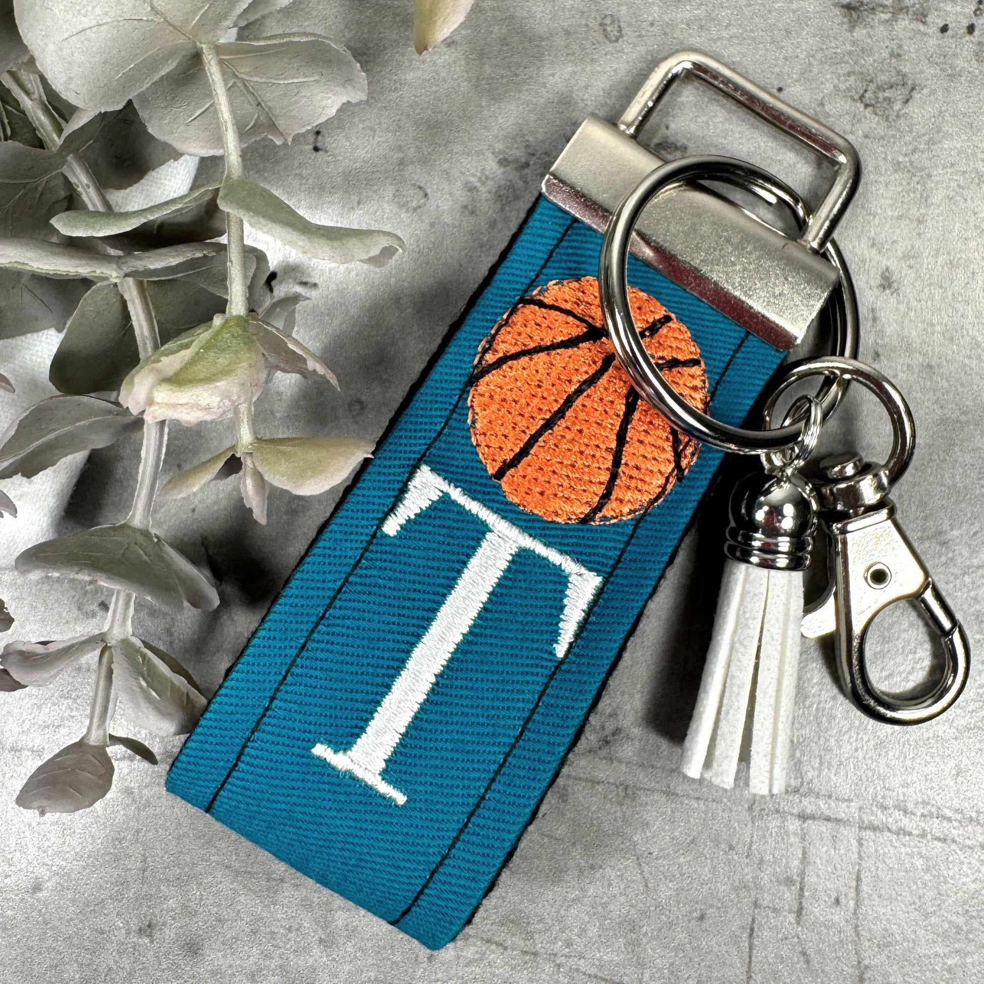 Basketball Keychain, Basketball Mom, Basketball Gifts, Basketball Coach gift, Initial Keychain, Male Teacher Gifts, Basketball team Gifts