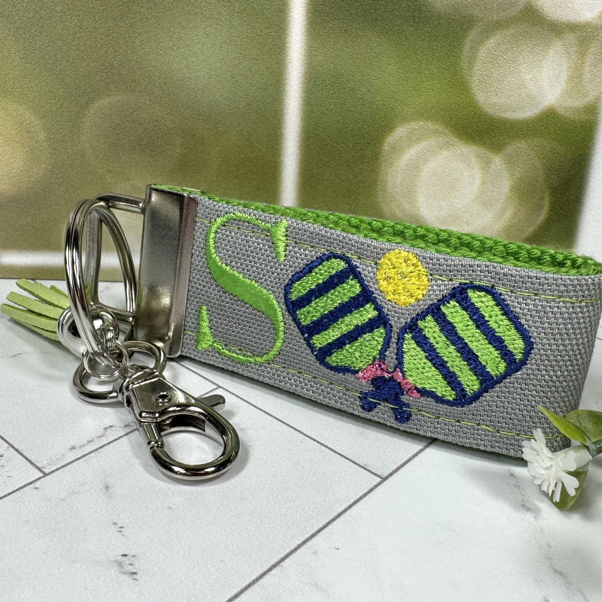 Pickleball Keychain, Pickleball Gifts, Backpack Keychain, Letter Keychain, Embroidered Keychain, Cool Keychain, Luggage Tag, PickleBall Tag