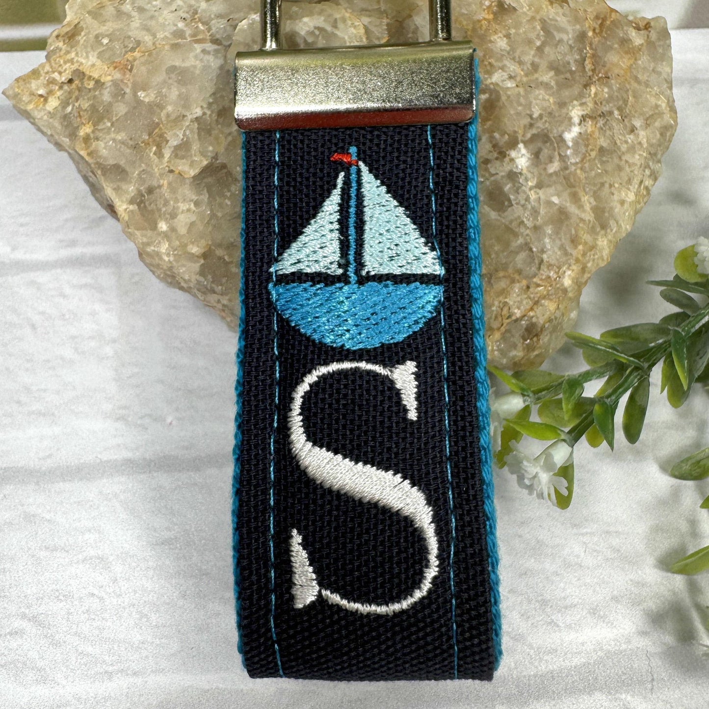 Sailboat Keychain, Sailboat Gifts, New Driver Gift, Initial Keychain, Luggage Tag, Couples Keychain, Nautical gifts, Sailing gifts