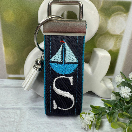 Sailboat Keychain, Sailboat Gifts, New Driver Gift, Initial Keychain, Luggage Tag, Couples Keychain, Nautical gifts, Sailing gifts