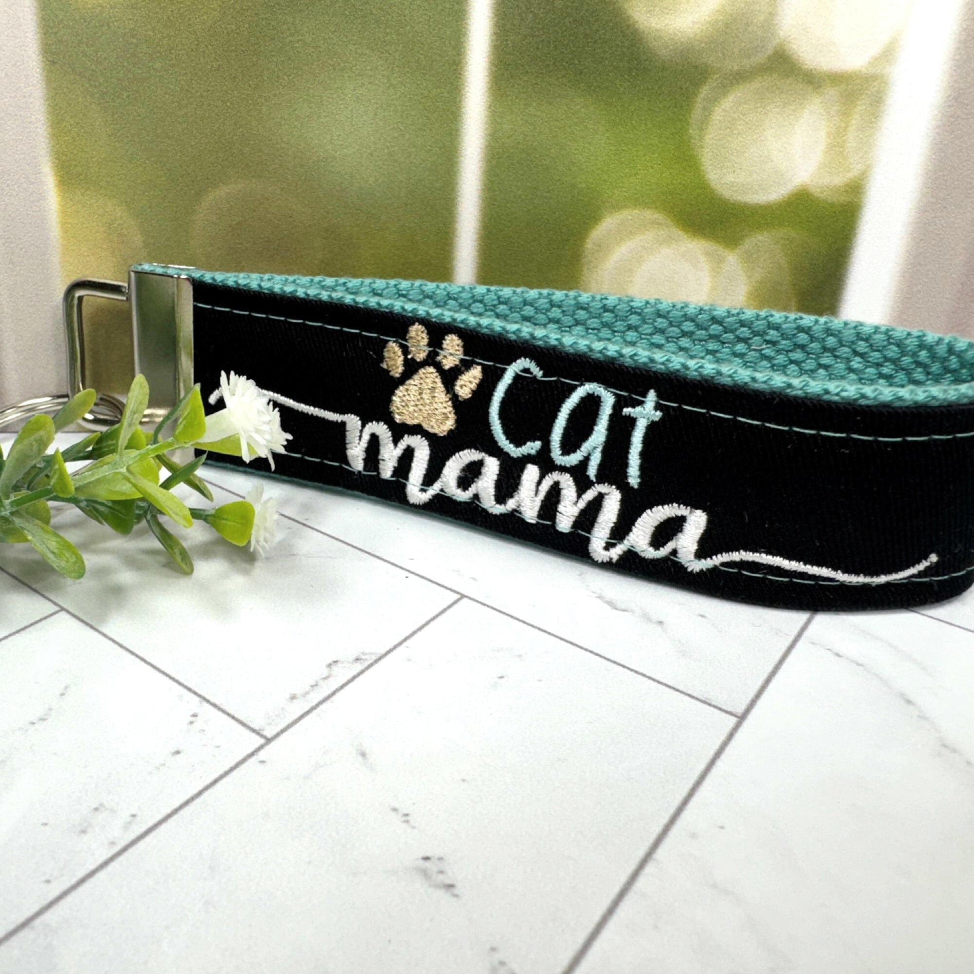 Cat Mama Keychain, Cat Paw, Vet Tech Gift, Cat Lover Gift Ideas, Embroidered Keychain, Adopt a Pet, Cat Sitter, Cat Adoption, Cat keychain
