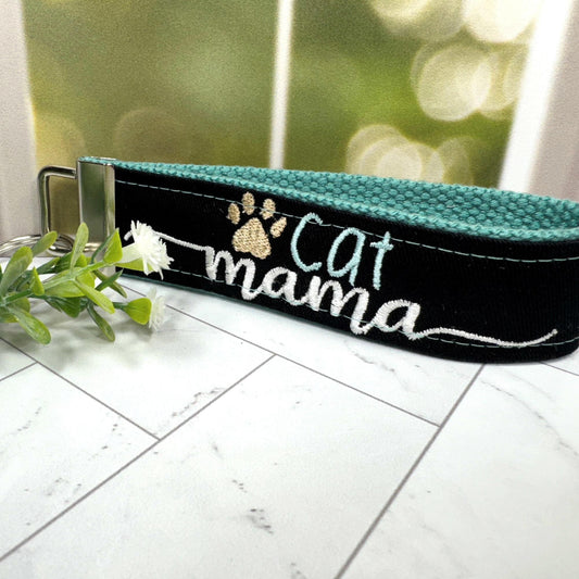 Cat Mama Keychain, Cat Paw, Vet Tech Gift, Cat Lover Gift Ideas, Embroidered Keychain, Adopt a Pet, Cat Sitter, Cat Adoption, Cat keychain