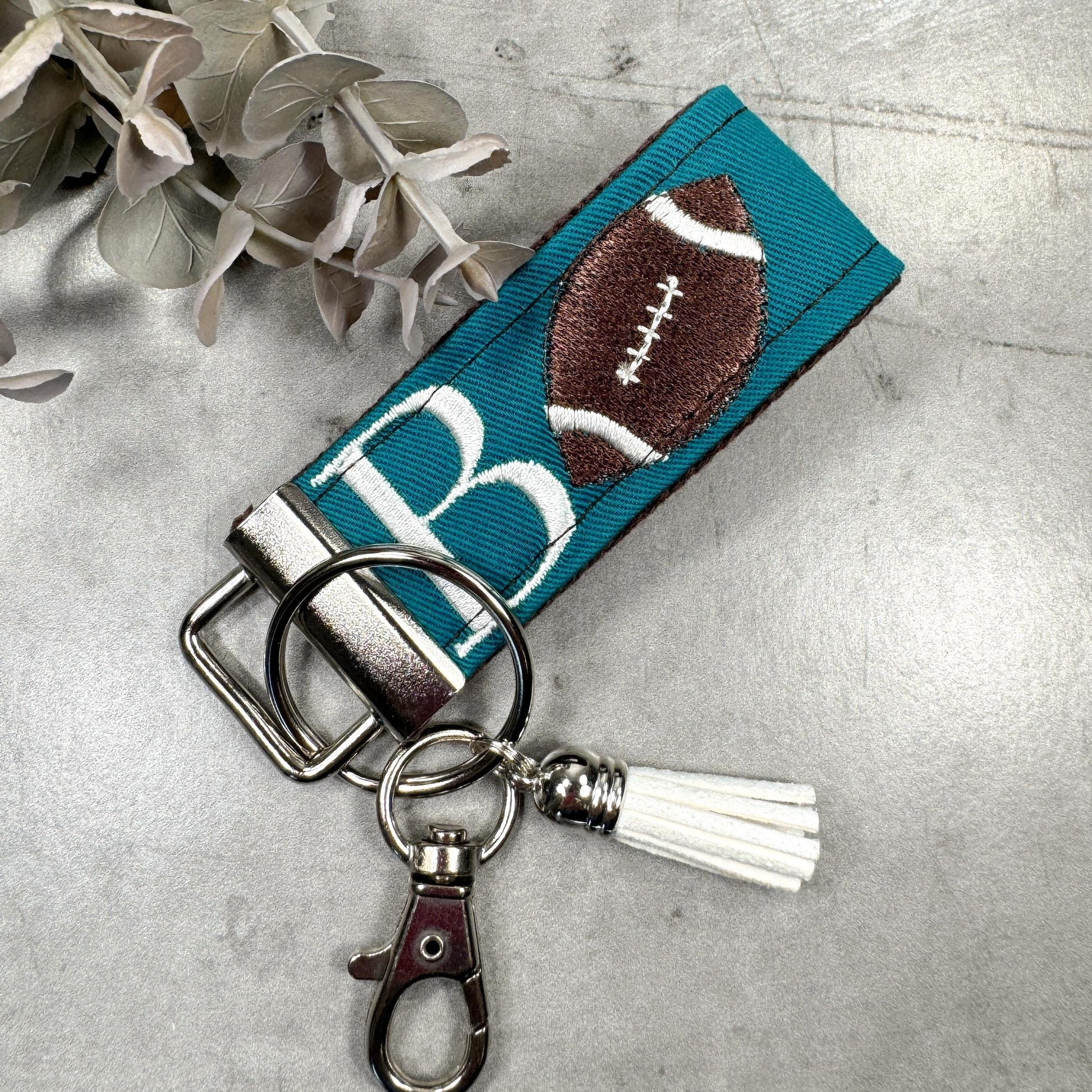 Handmade Football Keychain, Football Mom, Football Gifts, Football Coach gift, Initial Keychain, Male Teacher Gifts, Football team Gifts