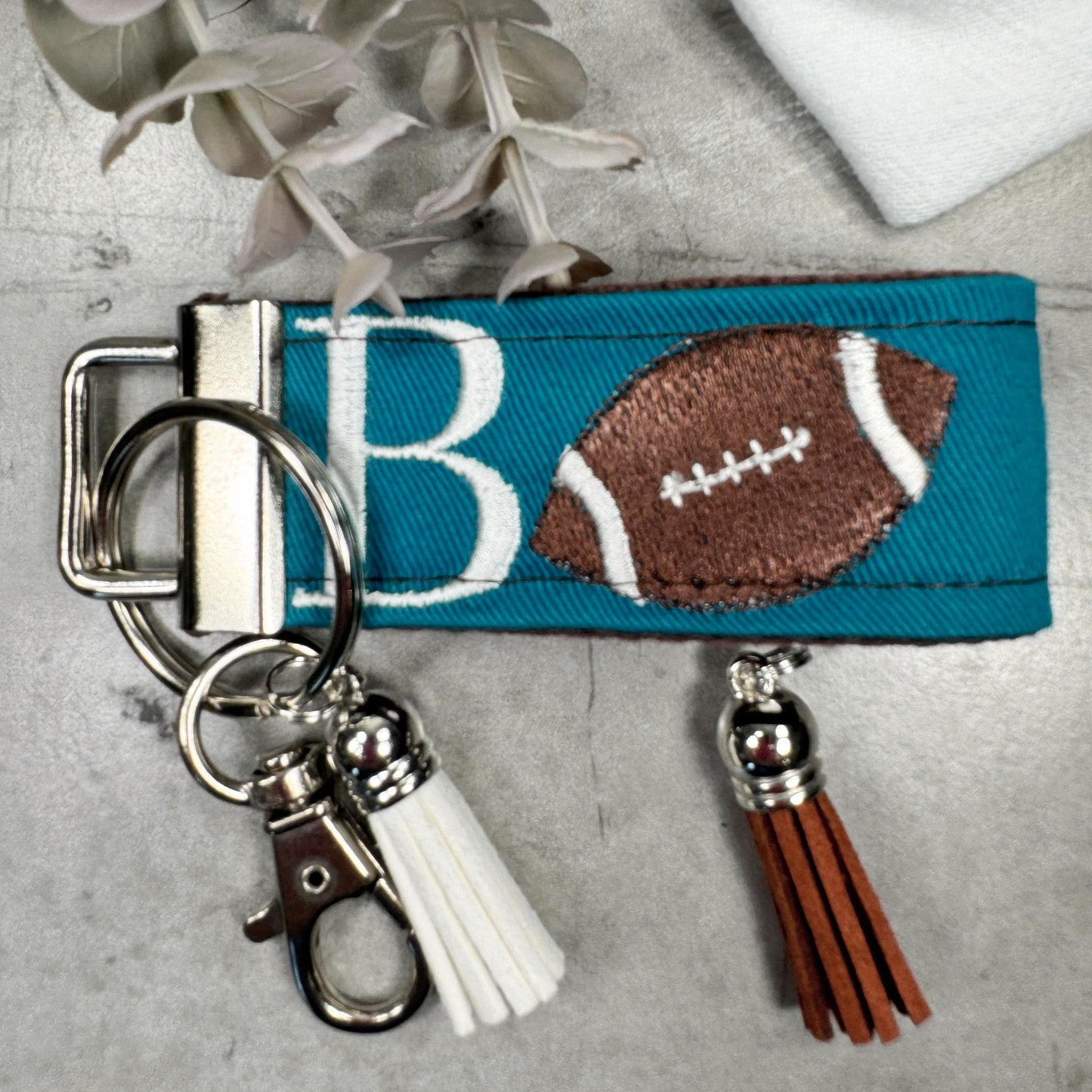 Handmade Football Keychain, Football Mom, Football Gifts, Football Coach gift, Initial Keychain, Male Teacher Gifts, Football team Gifts