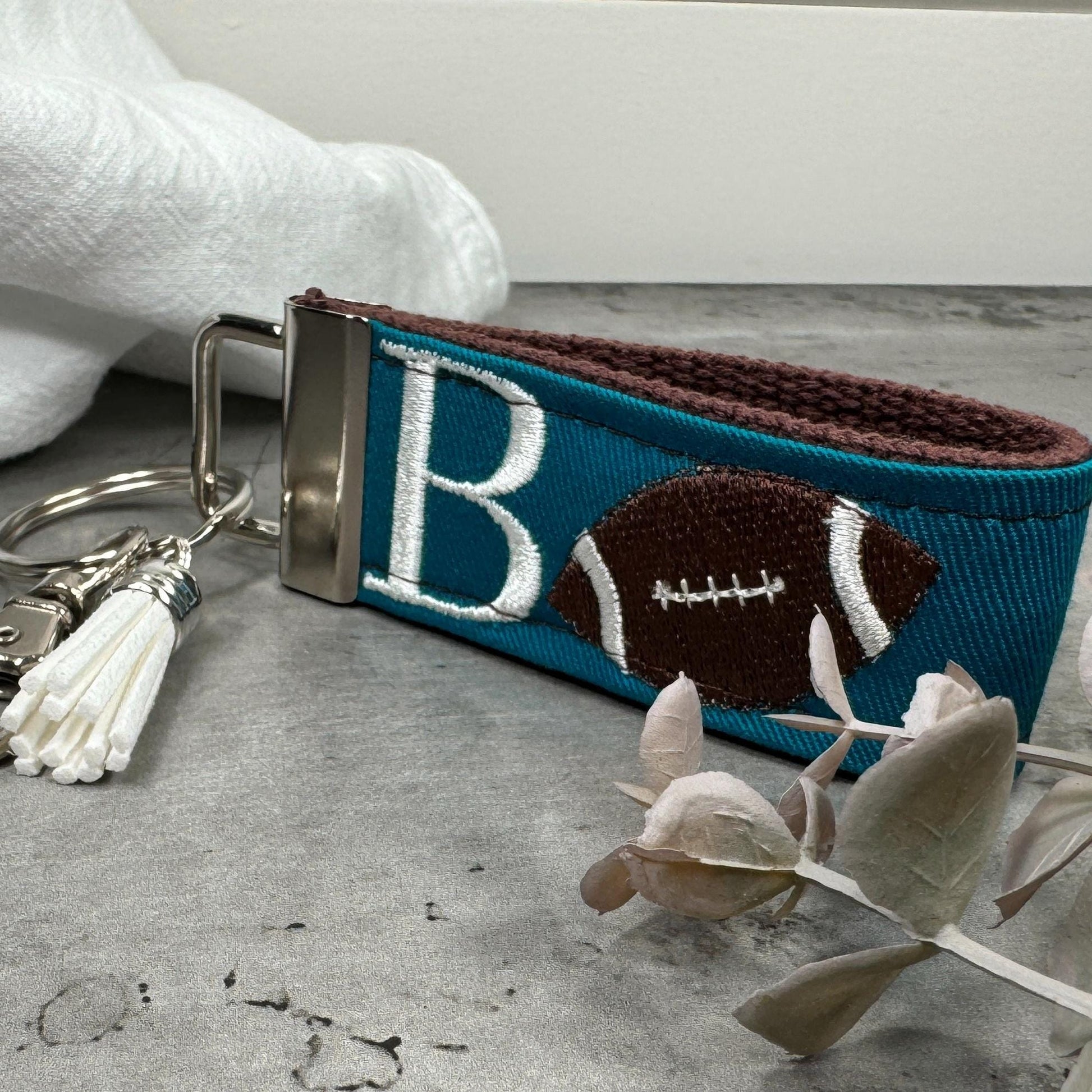 Handmade Football Keychain, Football Mom, Football Gifts, Football Coach gift, Initial Keychain, Male Teacher Gifts, Football team Gifts