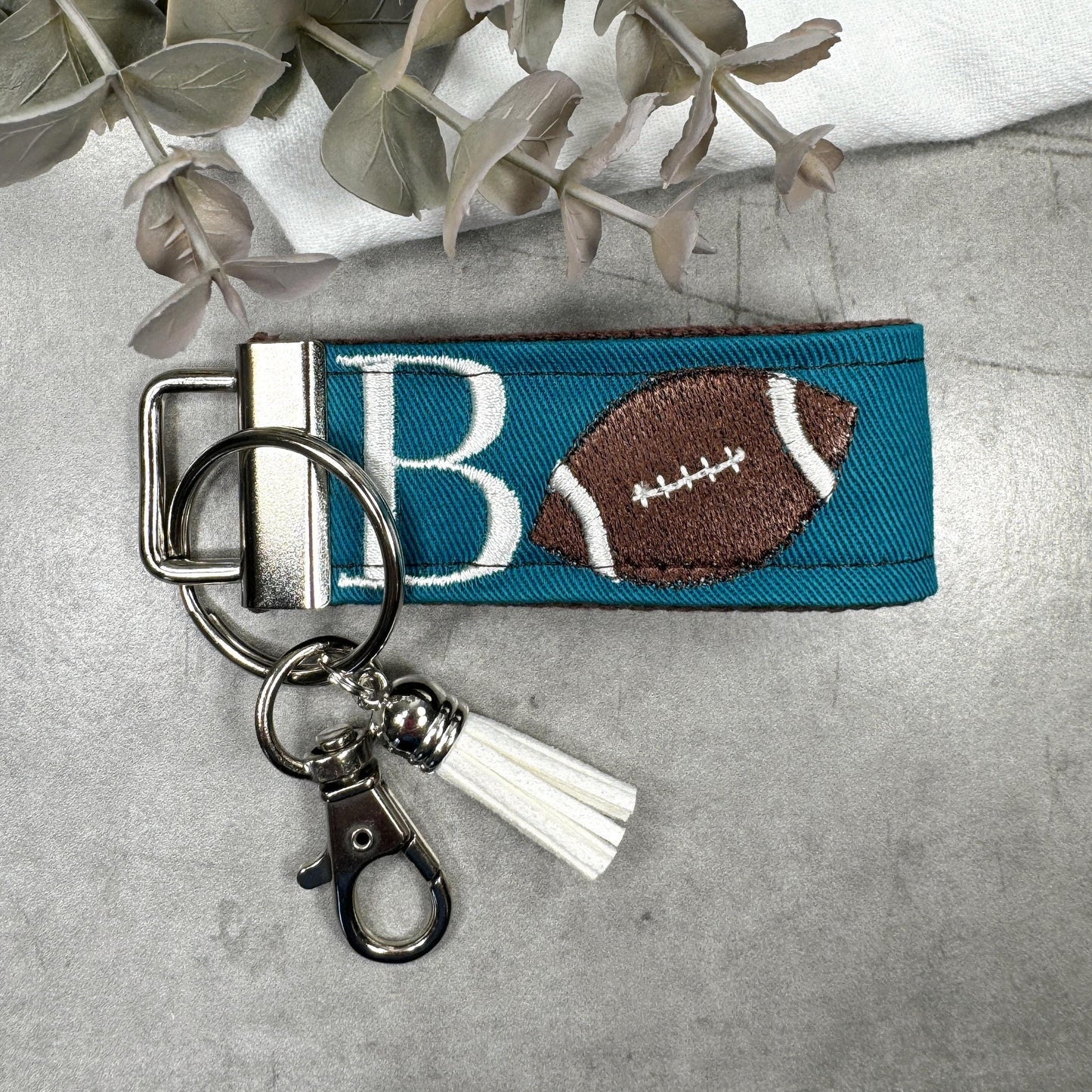 Handmade Football Keychain, Football Mom, Football Gifts, Football Coach gift, Initial Keychain, Male Teacher Gifts, Football team Gifts