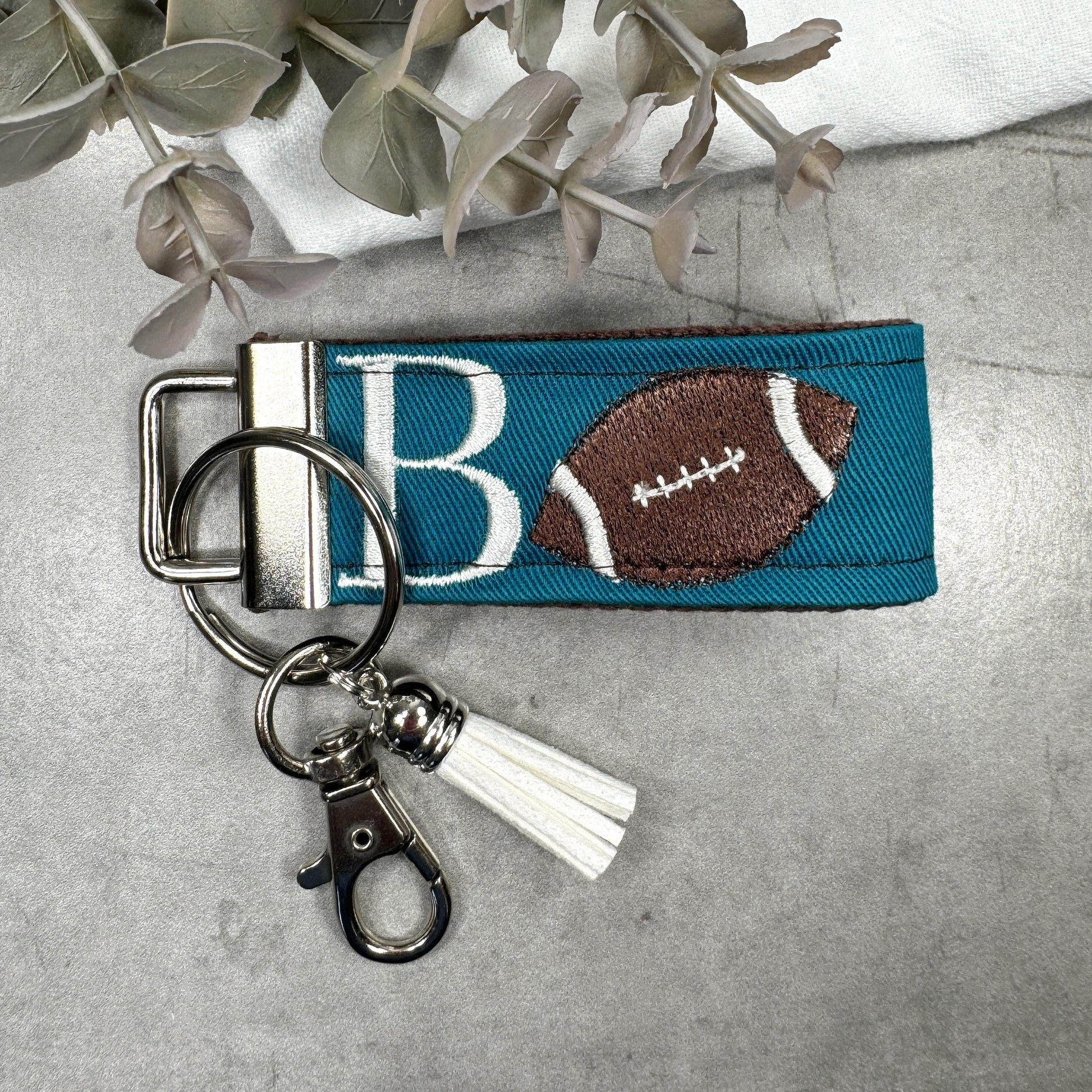 Handmade Football Keychain, Football Mom, Football Gifts, Football Coach gift, Initial Keychain, Male Teacher Gifts, Football team Gifts