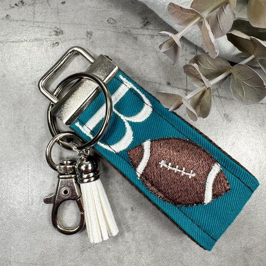 Handmade Football Keychain, Football Mom, Football Gifts, Football Coach gift, Initial Keychain, Male Teacher Gifts, Football team Gifts