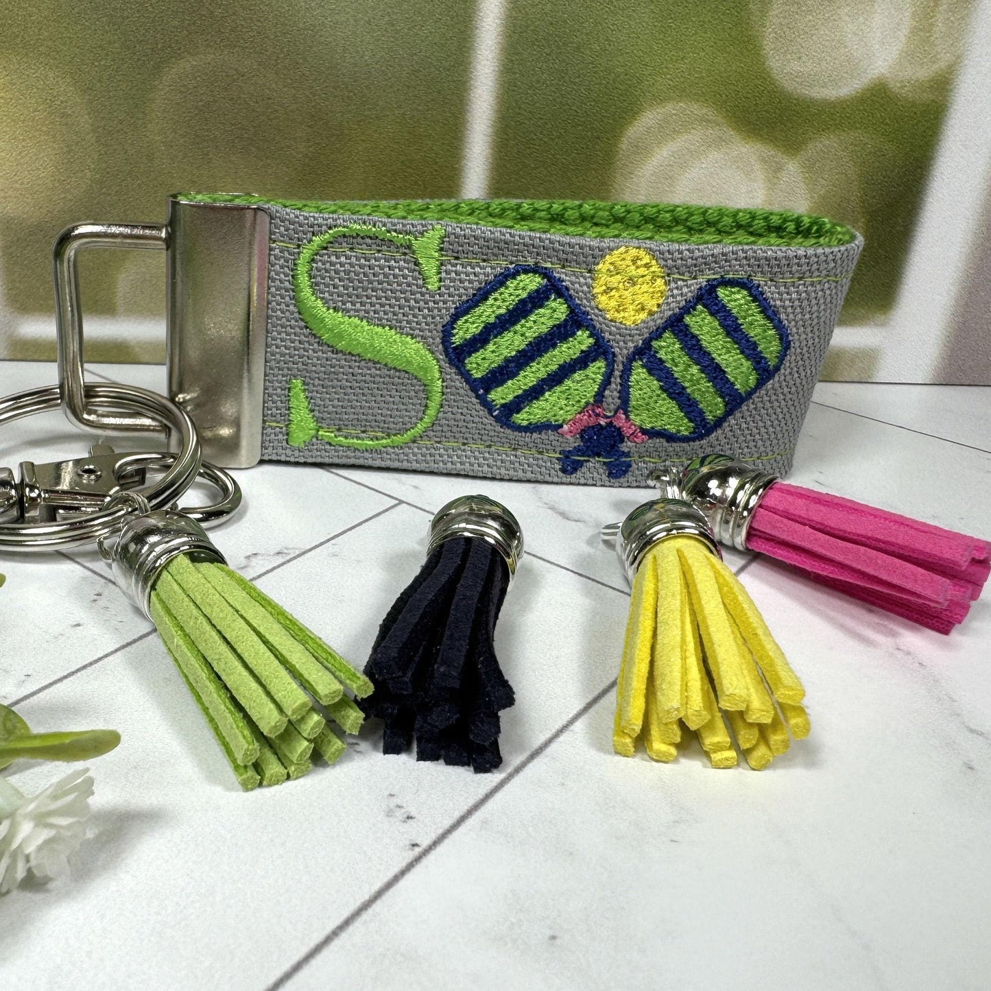 Pickleball Keychain, Pickleball Gifts, Backpack Keychain, Letter Keychain, Embroidered Keychain, Cool Keychain, Luggage Tag, PickleBall Tag