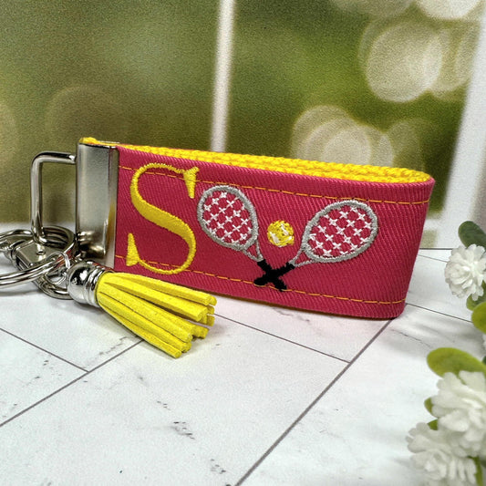 Tennis Keychain, Tennis Gifts, Tennis team, Backpack Keychain, Letter Keychain, Embroidered Keychain, Cool Keychain, Luggage Tag, Tennis Bag