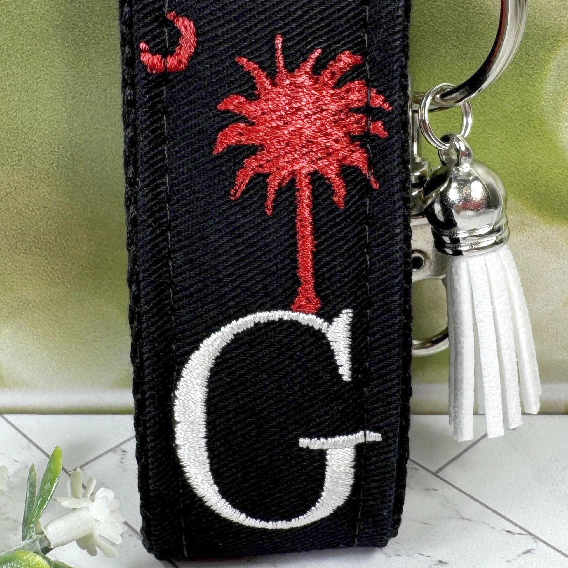 Palmetto Tree and Crescent Moon Keychain, South Carolina Gifts, Customizable Keychain, Initial Keychain, Luggage Tag, Retirement Gifts