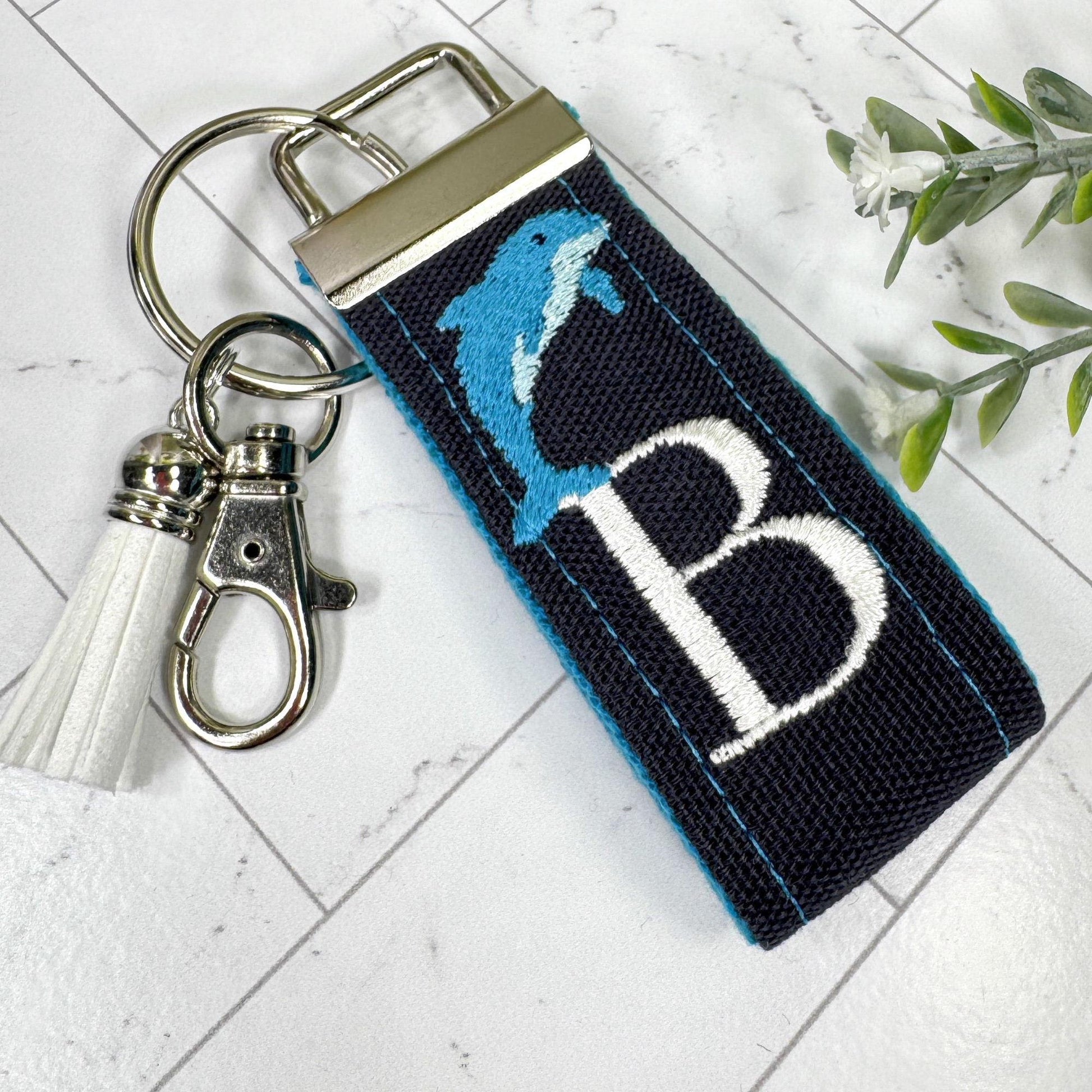 Dolphin Keychain, Dolphin Gifts, Preschool Teacher Gift, Backpack Keychain, Kids Keychain, Embroidered Keychain, Personalized keyring