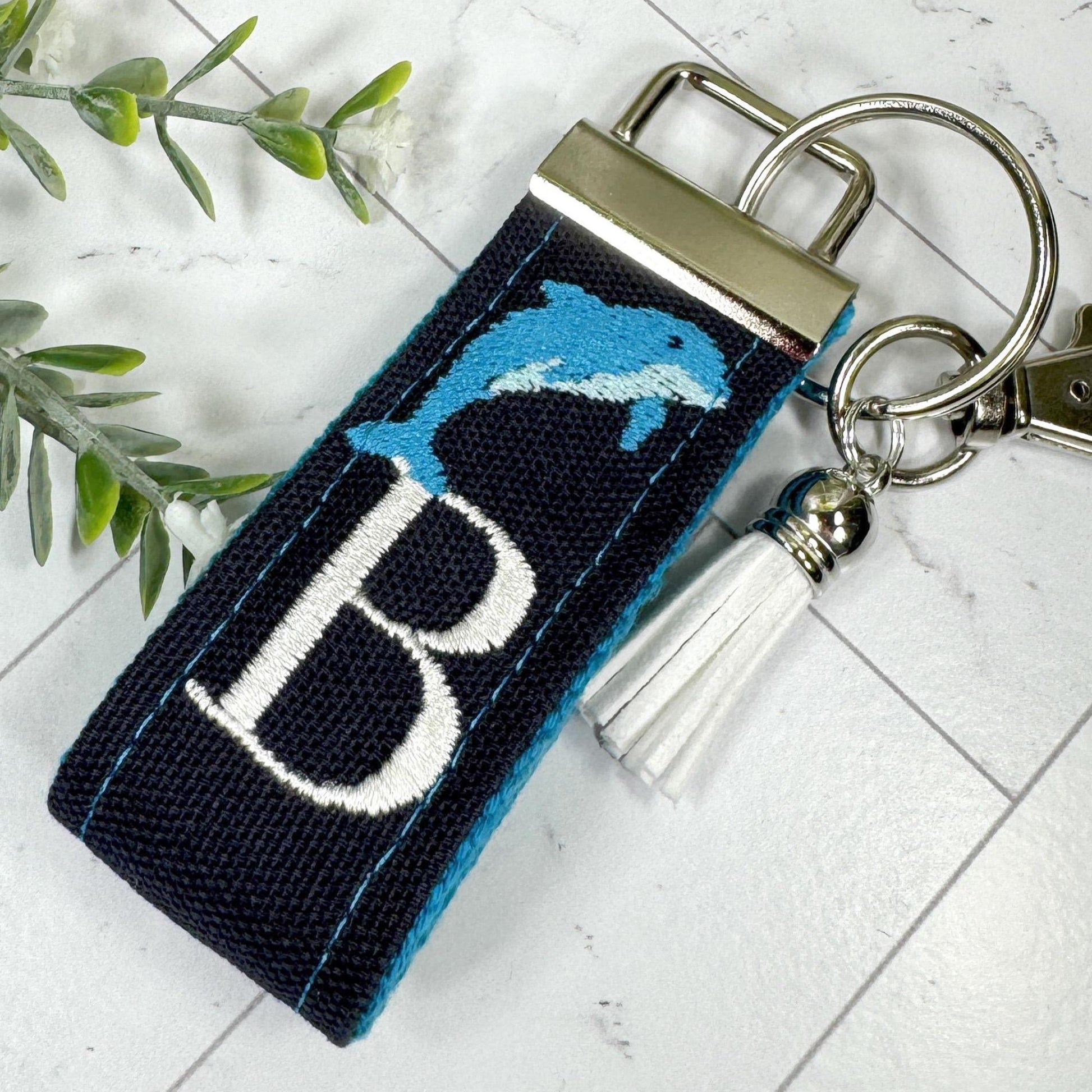 Dolphin Keychain, Dolphin Gifts, Preschool Teacher Gift, Backpack Keychain, Kids Keychain, Embroidered Keychain, Personalized keyring