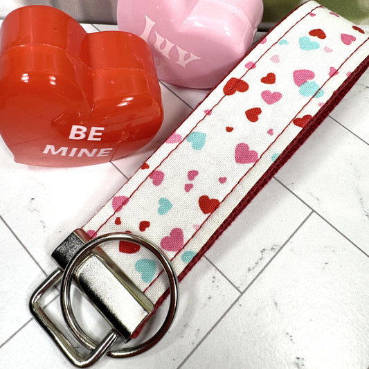 Handmade Hearts Keychain, Wrist Keychain, Key fob Wristlet, Keychain Wristlet, Cute Keychain Gift, Heart Gifts, Valentine's Day Gift For Her
