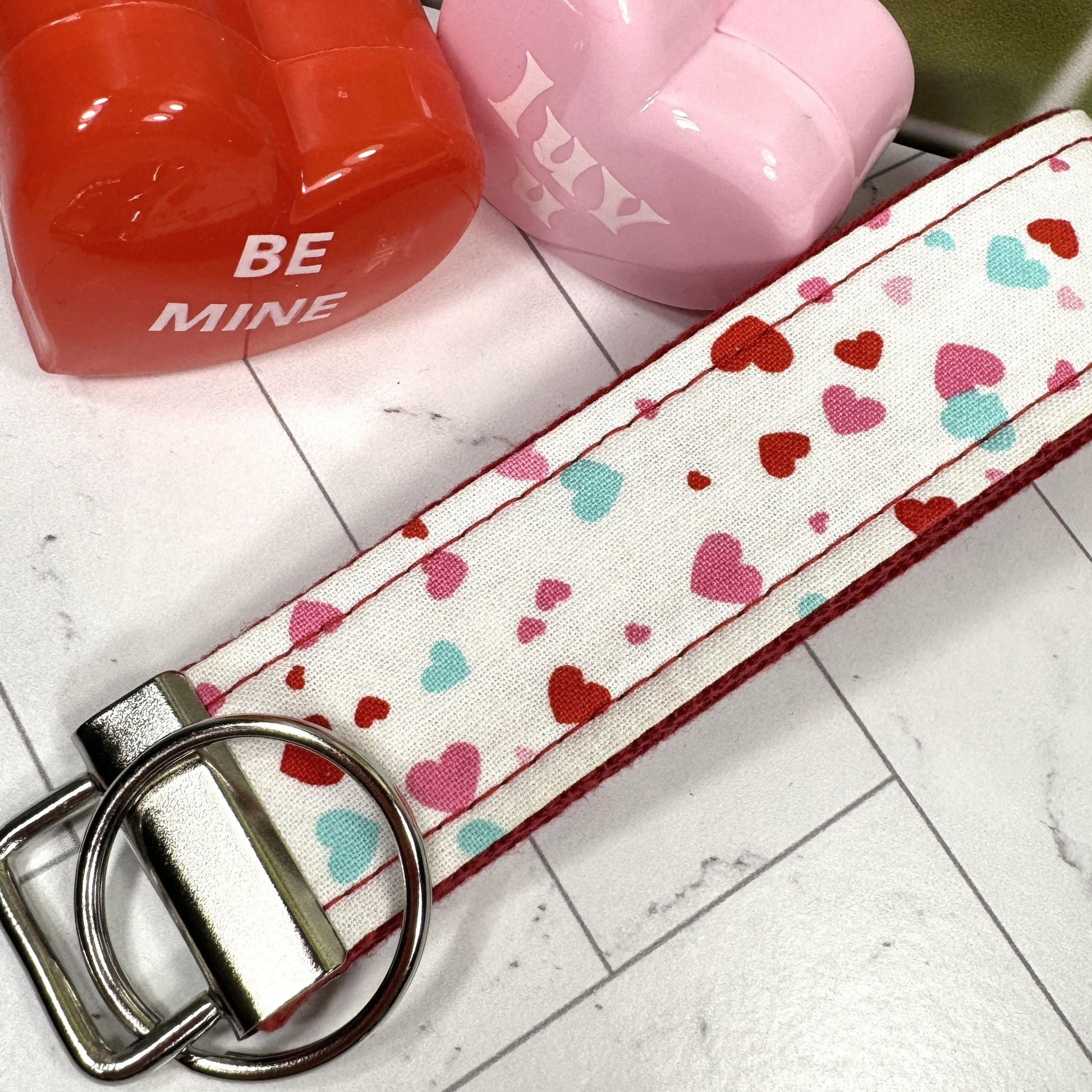 Handmade Hearts Keychain, Wrist Keychain, Key fob Wristlet, Keychain Wristlet, Cute Keychain Gift, Heart Gifts, Valentine's Day Gift For Her