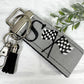 Handmade Racing Flag Keychain, Racing Checks, Racing Gifts, Racing Fans, Initial Keychain, Male Teacher Gifts, Checkered Flag, mens keychain