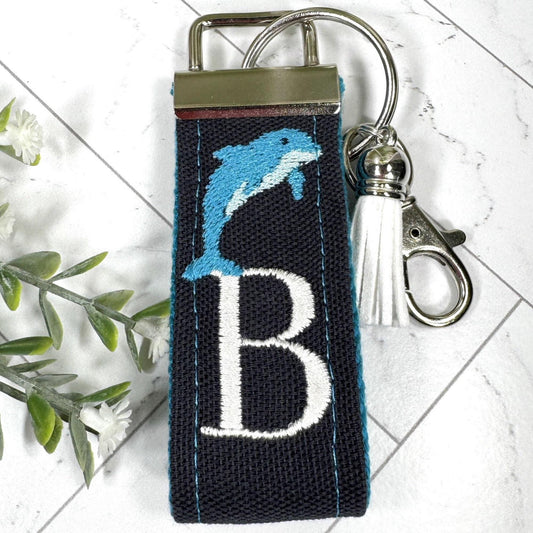 Dolphin Keychain, Dolphin Gifts, Preschool Teacher Gift, Backpack Keychain, Kids Keychain, Embroidered Keychain, Personalized keyring