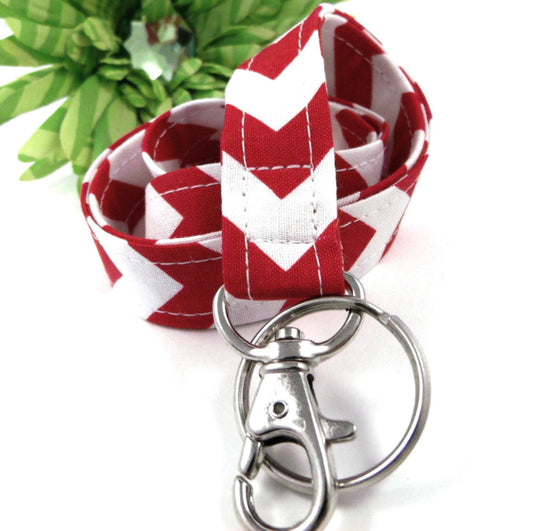Chevron Lanyard Red and White