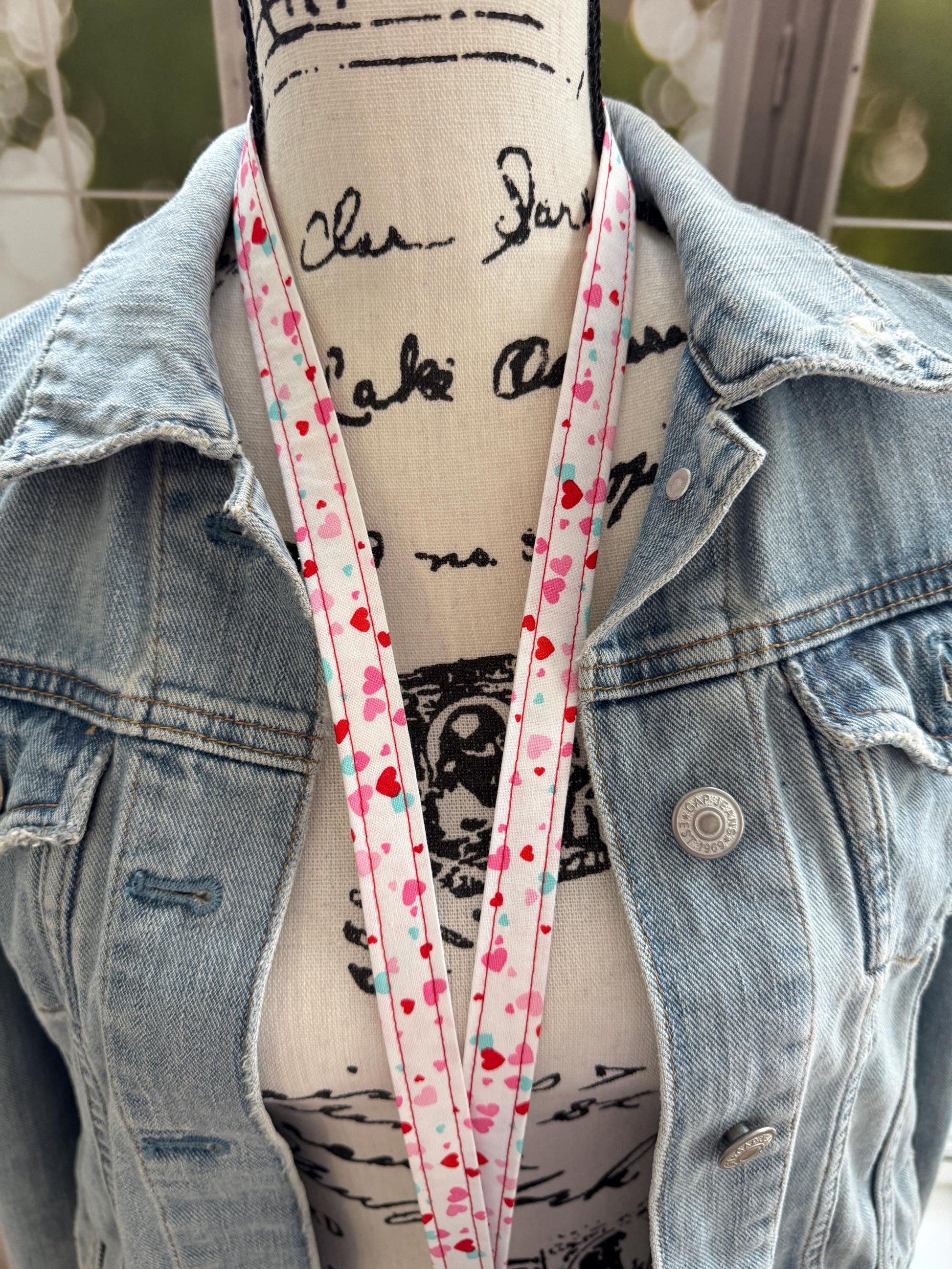 Handmade Hearts Lanyard, Cute Lanyard with ID holder, Popular Right Now, Teacher Lanyard with ID holder, Valentine Lanyard, Librarian Gifts