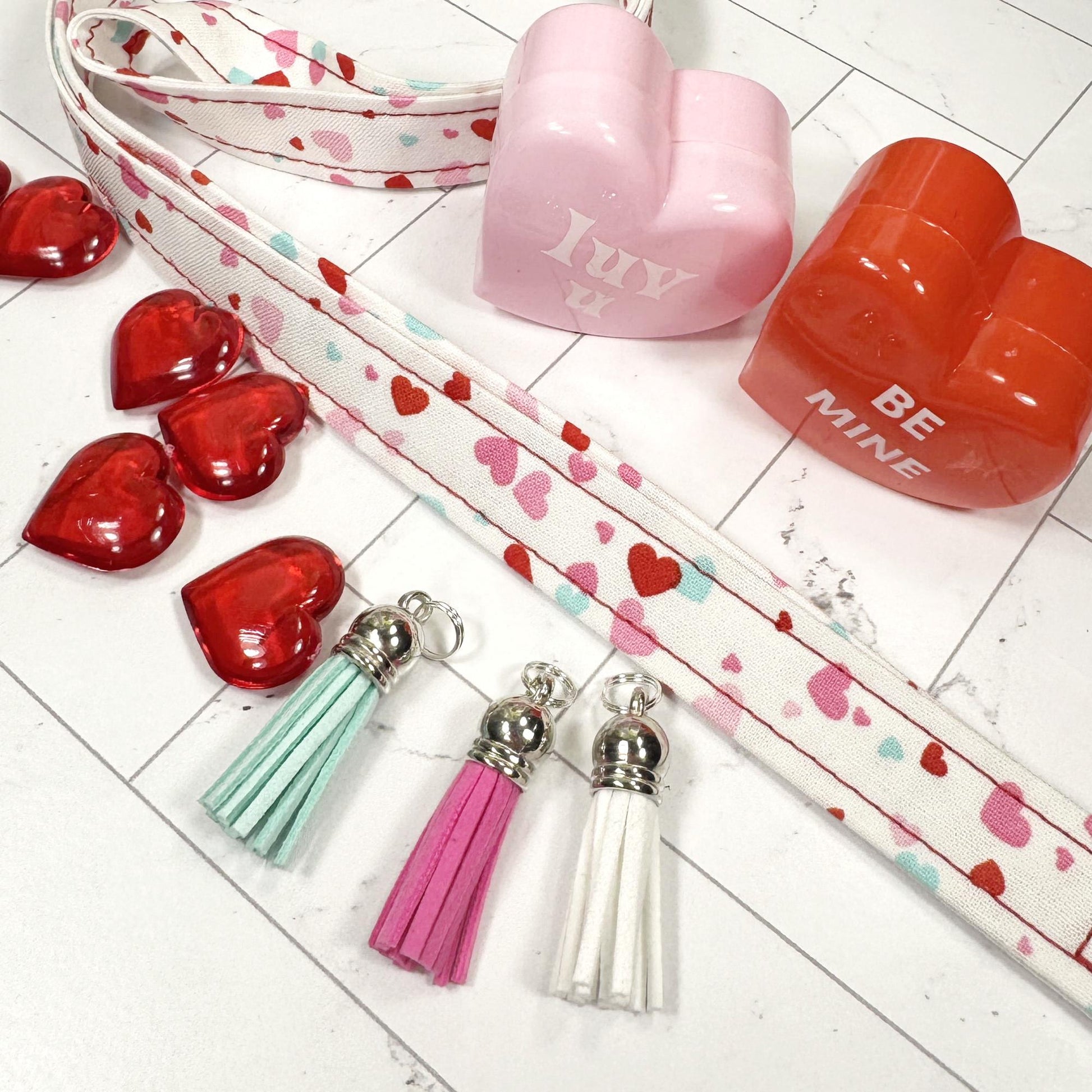 Handmade Hearts Lanyard, Cute Lanyard with ID holder, Popular Right Now, Teacher Lanyard with ID holder, Valentine Lanyard, Librarian Gifts