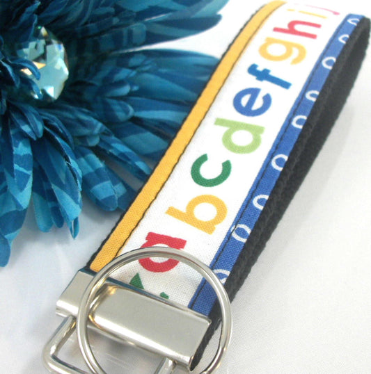 Alphabet Fabric Wristlet Keychain, Nanny Gift, Preschool Teacher Gifts, Teacher Assistant, First Grade Teacher, Daycare Provider Gifts