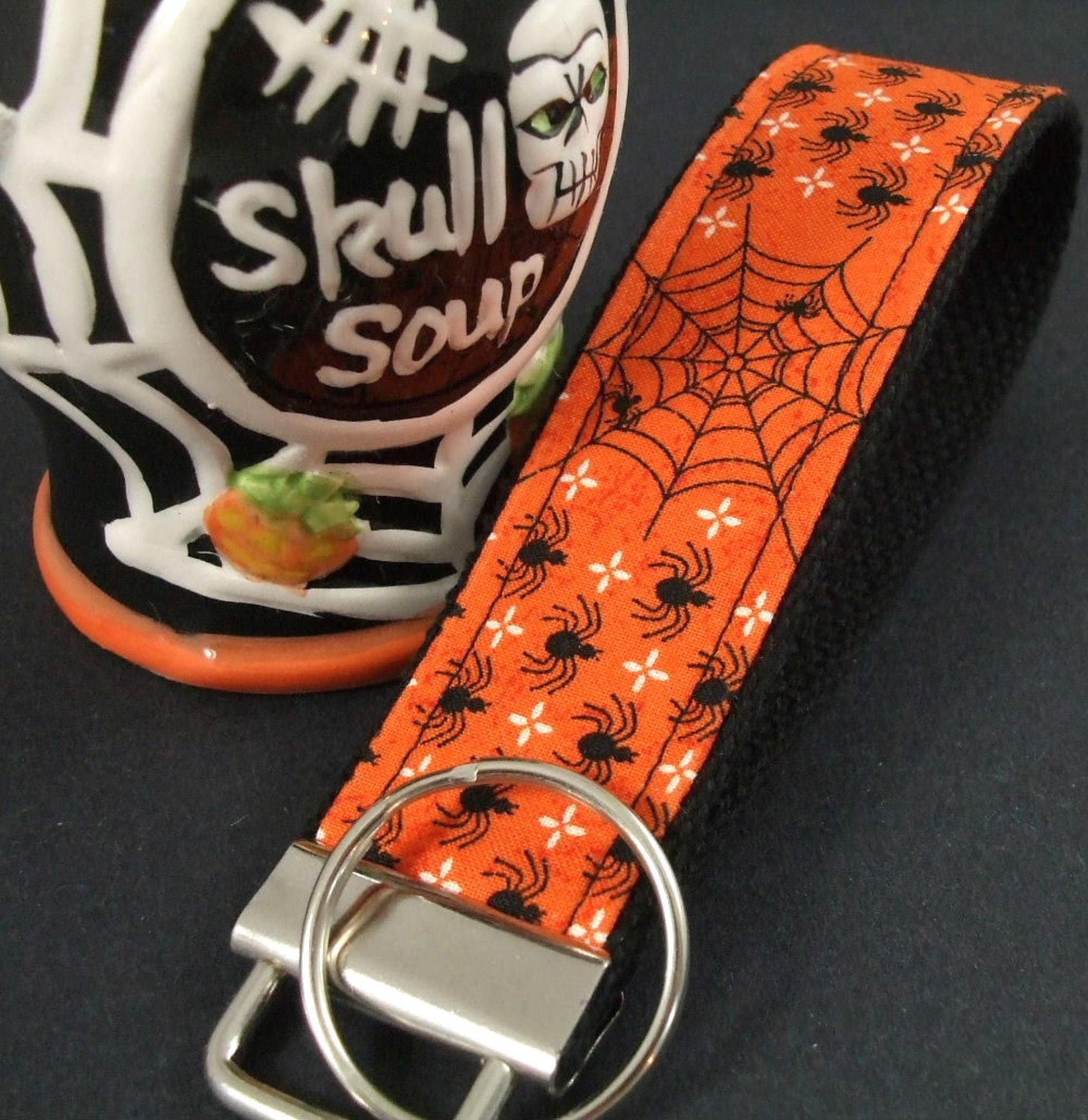Handmade Keychain Wristlet with Spiders, Spider, Popular Right Now, Halloween, Thank you gift for Friend, Preschool Teacher Gifts