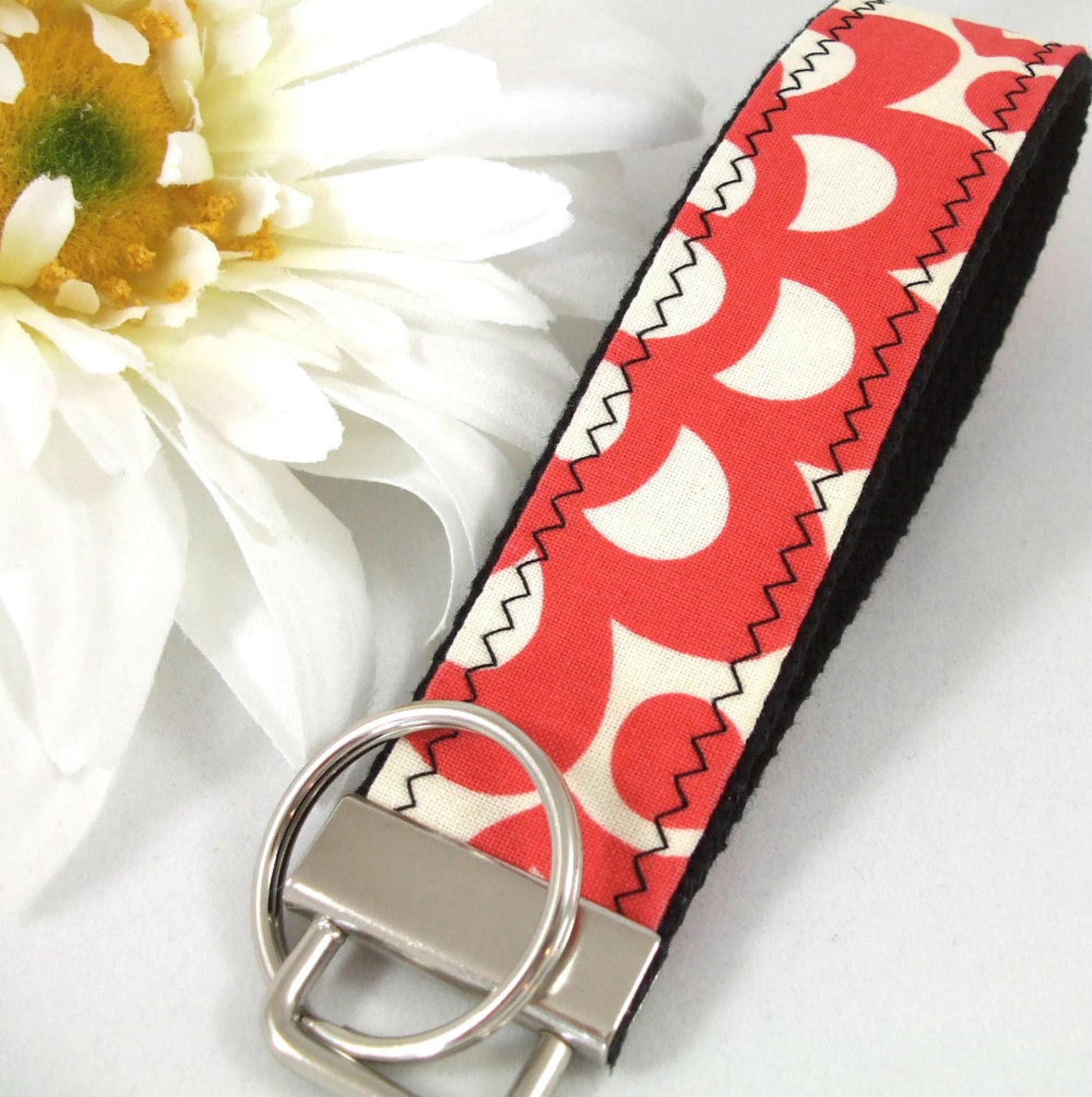 Handmade Floral Wristlet Keychain, Amy Butler Floral Fabric, College Graduation Gift for her, Good luck gifts