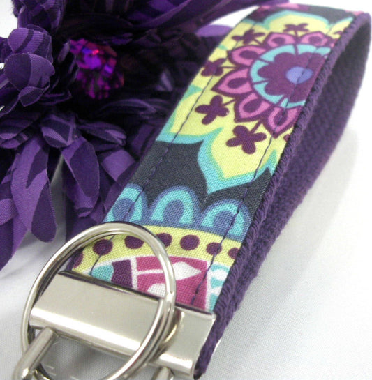 Handmade Wristlet Keychain in Paisley fabric, College Graduation Gift for her, I Miss You Gift, Mom Gift from Son