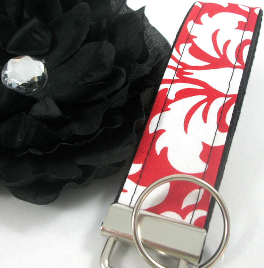 Fabric Key Fob Damask Pattern