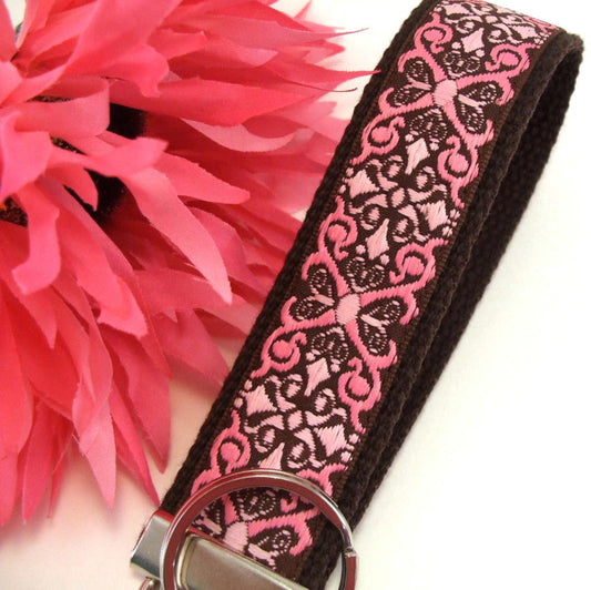 Handmade Jacquard Ribbon Keychain, College Graduation Gift for her, I Miss You Gift, Mom Gift from Son