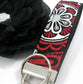 Wristlet Keychain Key Fob - Red Black Grey Floral