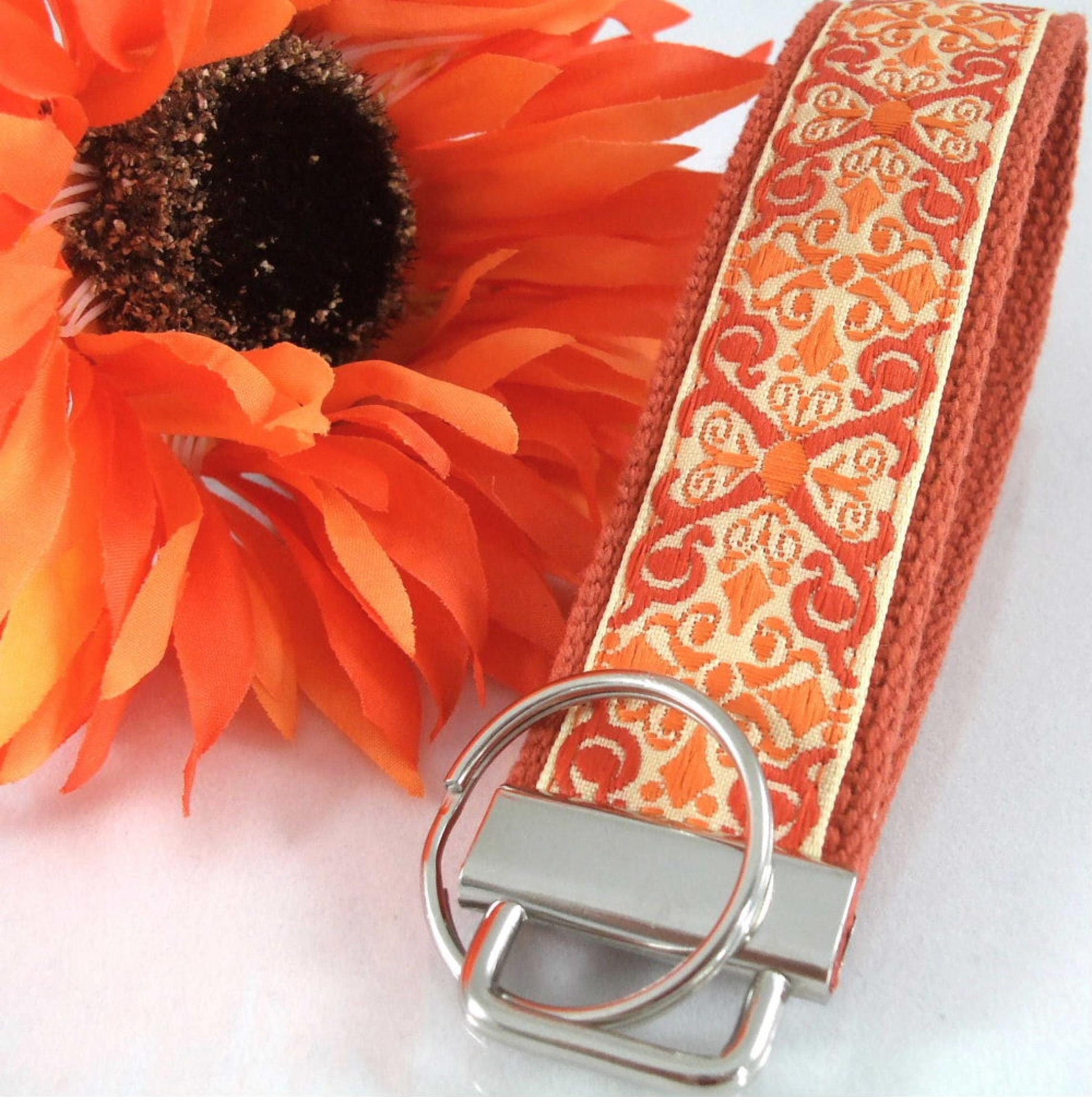 Handmade Jacquard Ribbon Keychain, College Graduation Gift for her, I Miss You Gift, Mom Gift from Son