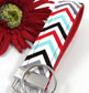 Chevron Key fob Red Grey Aqua