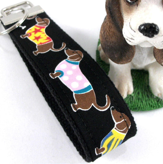 Dachshund Fabric Wristlet Keychain, Cute Dog Mom Keychain, Best Friend Gifts Long Distance, Preschool Teacher Gifts