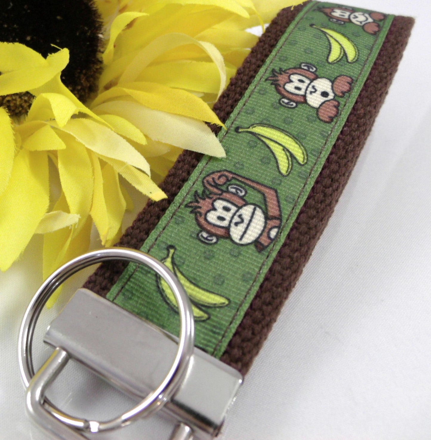Monkey Keychain Monkeys Ribbon Yellow Green