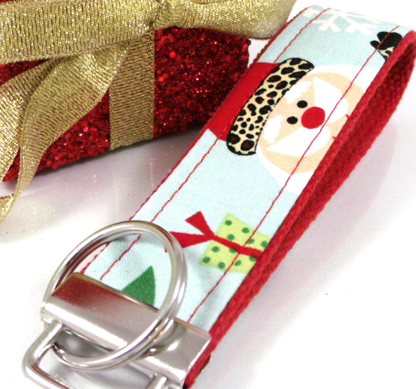 Santa Wristlet Key fob Leopard Hat