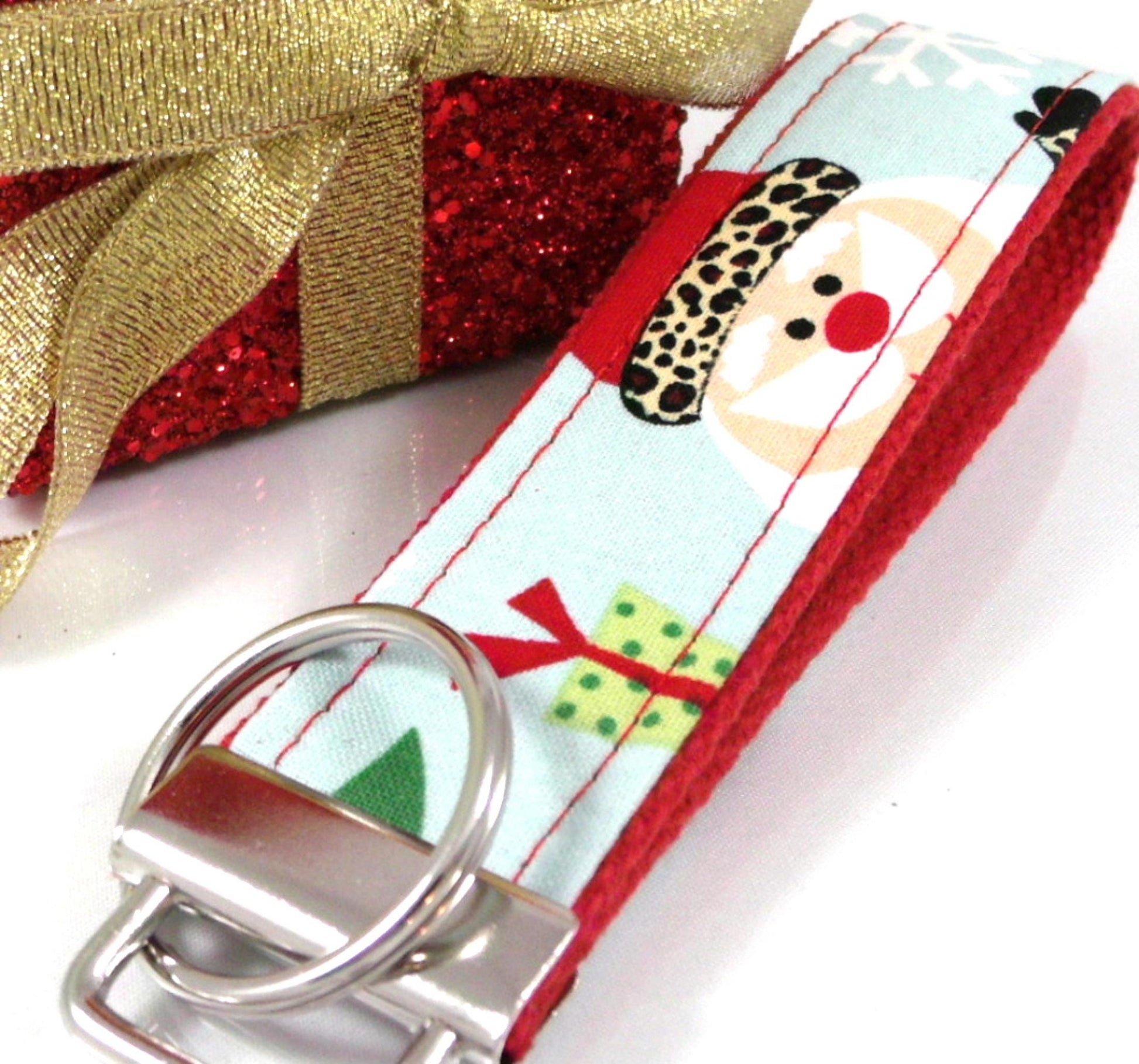 Santa Wristlet Key fob Leopard Hat