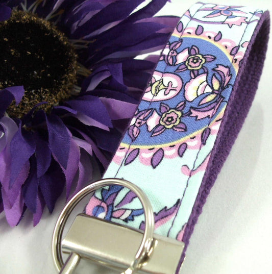 Amy Butler Key Fob Purple Floral Paisley